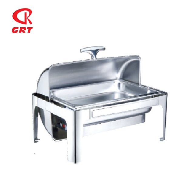 GRT-723DR 0.9mm Thick Stainless Steel Rectangular Chafing Dish with Electric Water Pans