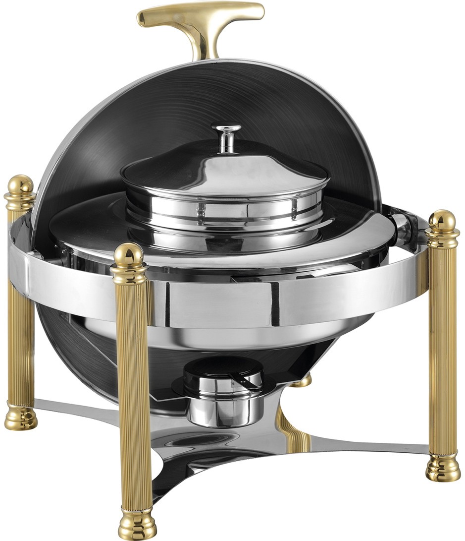 GRT-6506GH Stainless Steel Golden Feet Round Chafing Dish 4.5L for Soup